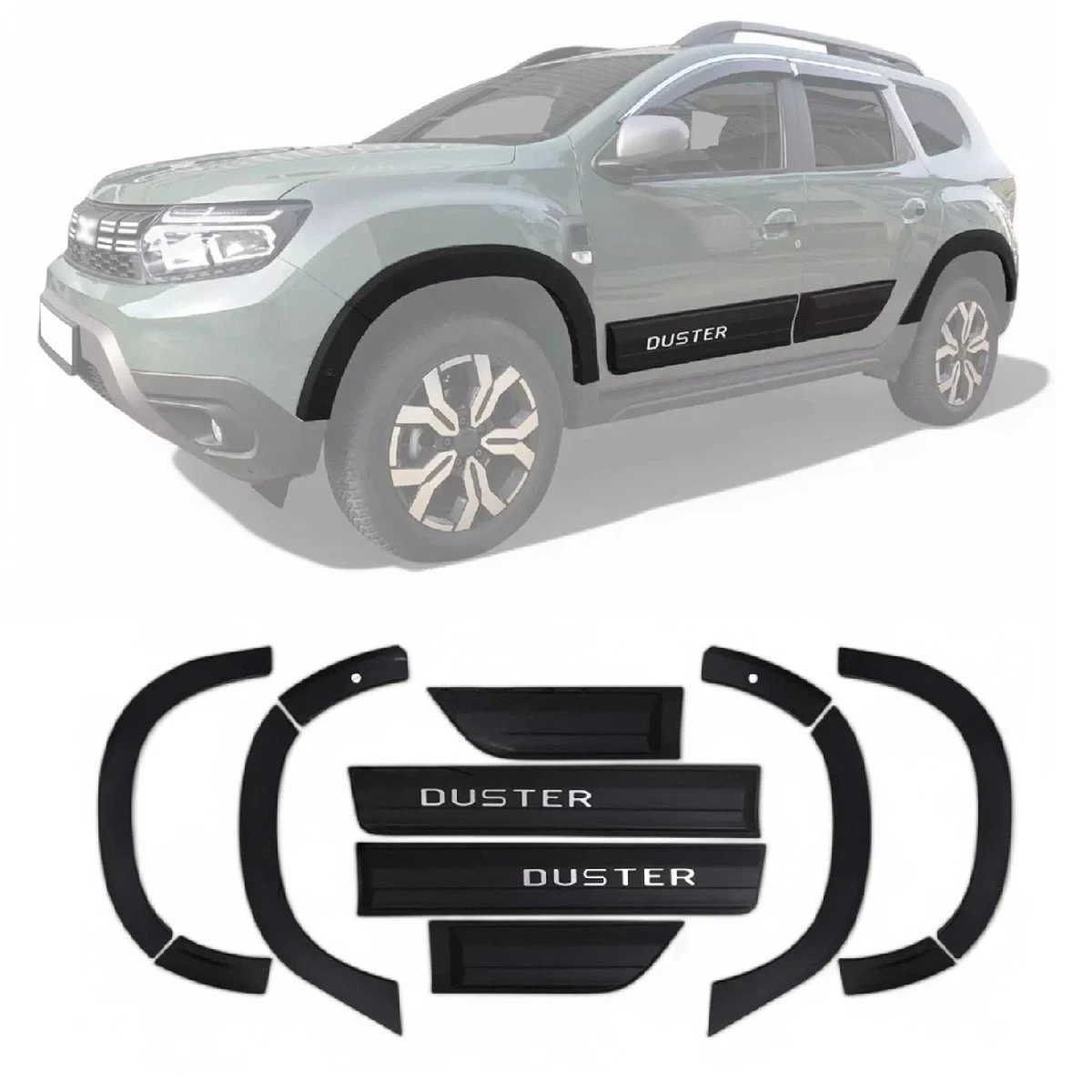 Pour DACIA DUSTER 2018-2023 élargisseurs d'ailes et moulures de porte ABS 08 pcs