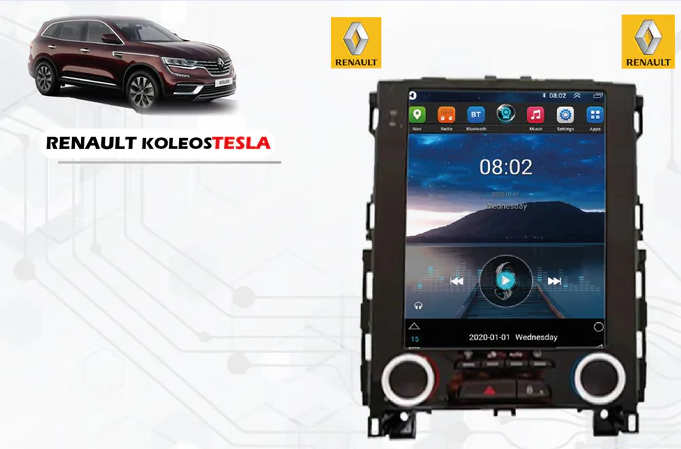 Poste Radio Android Tesla sur mesure pour Renault Koleos 2016+