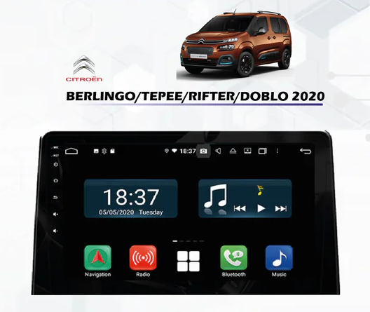 Poste Radio Android sur mesure pour Citroën Berlingo / Peugeot Partner Tepee / Fiat Doblo (2020+)