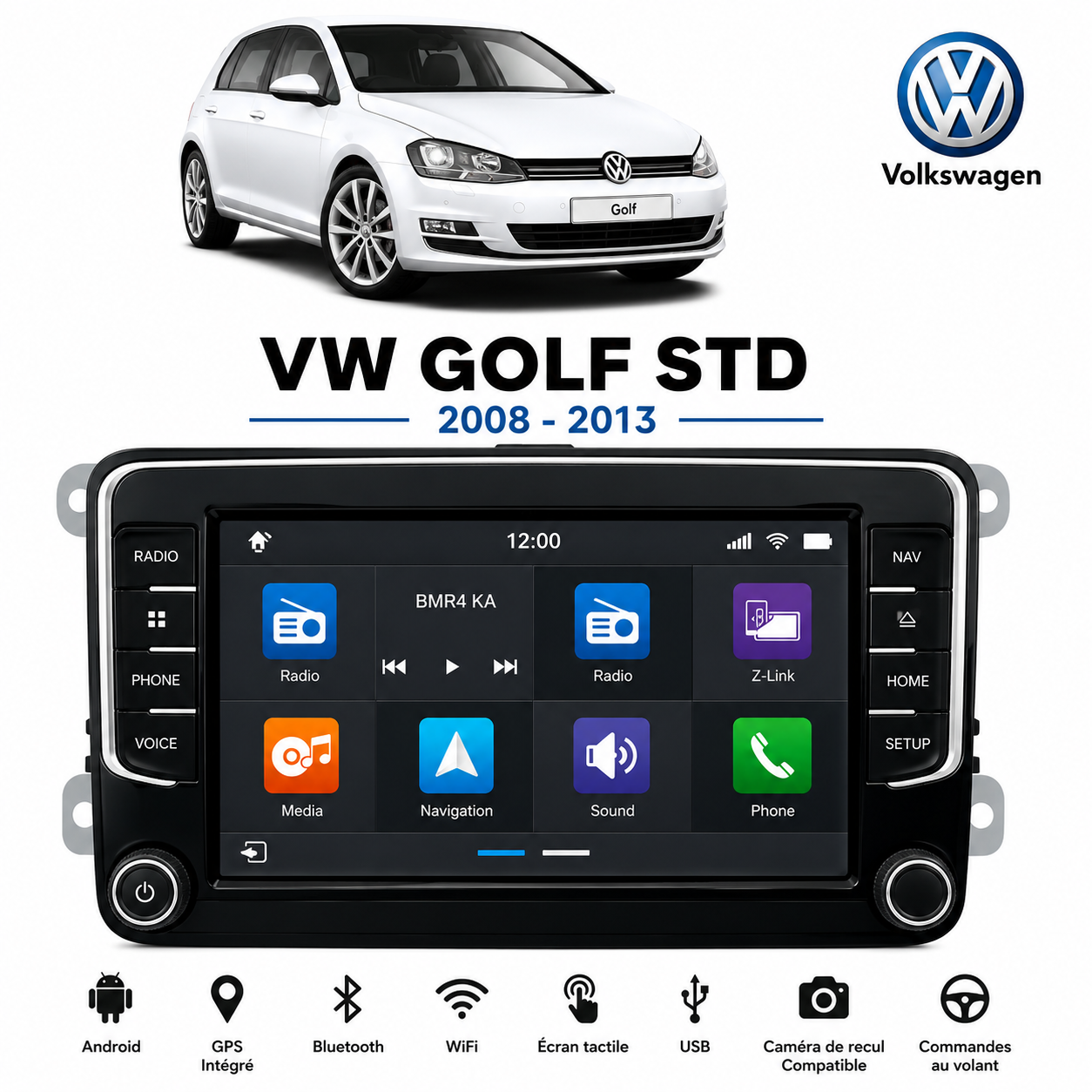 Poste Radio Android sur mesure pour Volkswagen Golf 6 (2009-2013)
