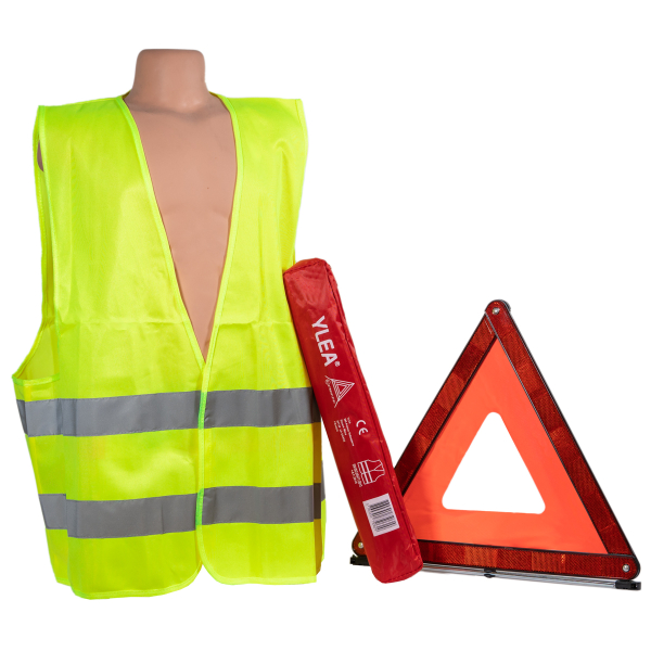 Pack de sécurité voiture ,Triangle d'en panne , Extincteur , Gilet fluorescent